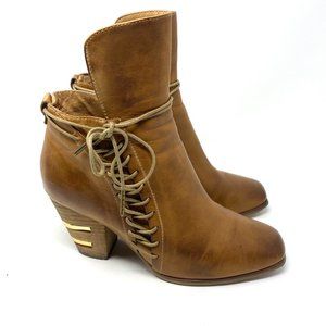 Antelope Booties Leather Tan Brown Heels Lace Up